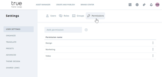 Permissions tab