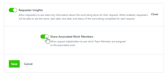 Requester Insights toggles