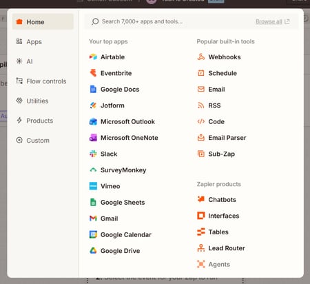 selecting application