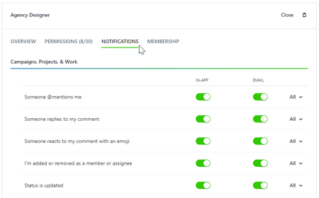 Selecting Default Notifications
