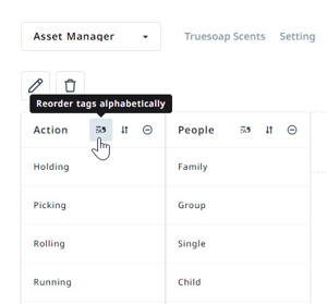 Reorder tags button