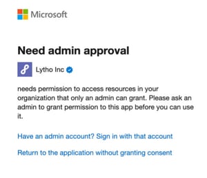 Microsoft admin approval message