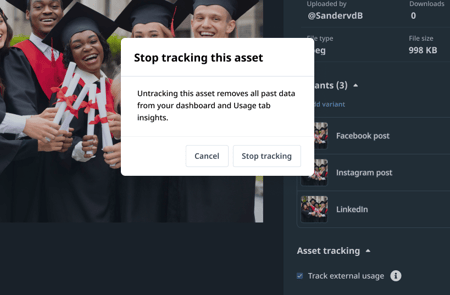 Stop asset tracking option