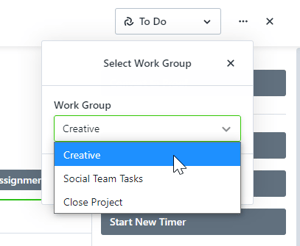 Selecting work group