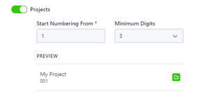 Project auto-numbering