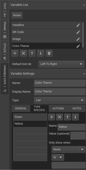 List variables 