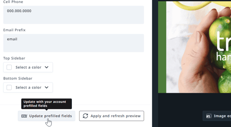 Update Prefilled Fields button