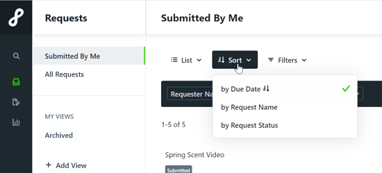 sort dropdown