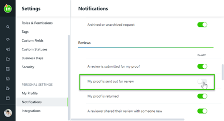 Notification toggles