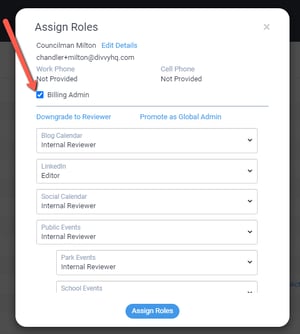 Billing admin checkbox