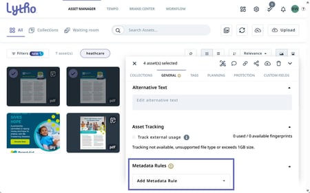 Applying metadata rules in bulk