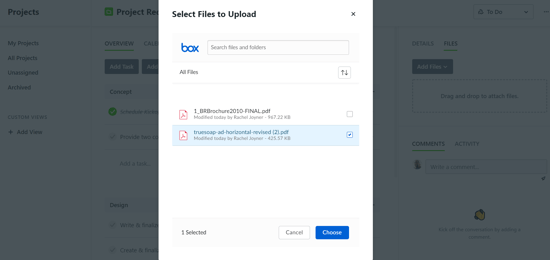 selecting files to upload