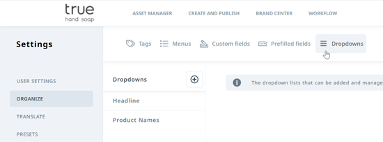 Dropdowns tab