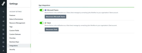 integrations account settings