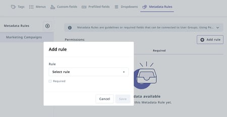 Add rule modal