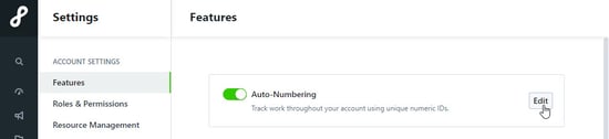 Auto-numbering settings