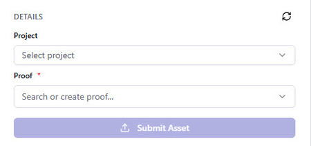Project and Proof dropdowns