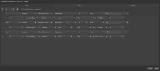 Action logic example