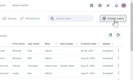 create users button