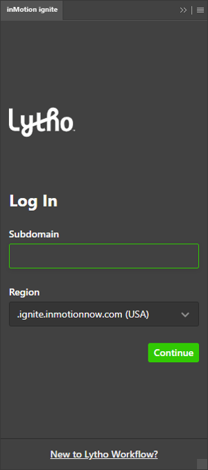 Log in panel