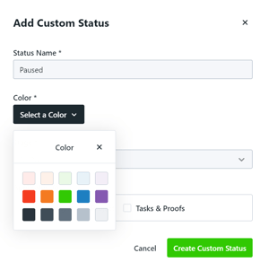 Selecting status color
