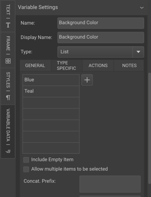 Color List Variable
