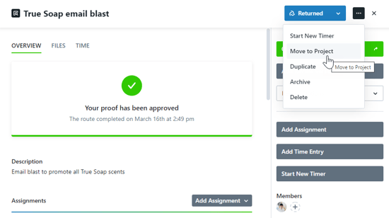 Move to Project option