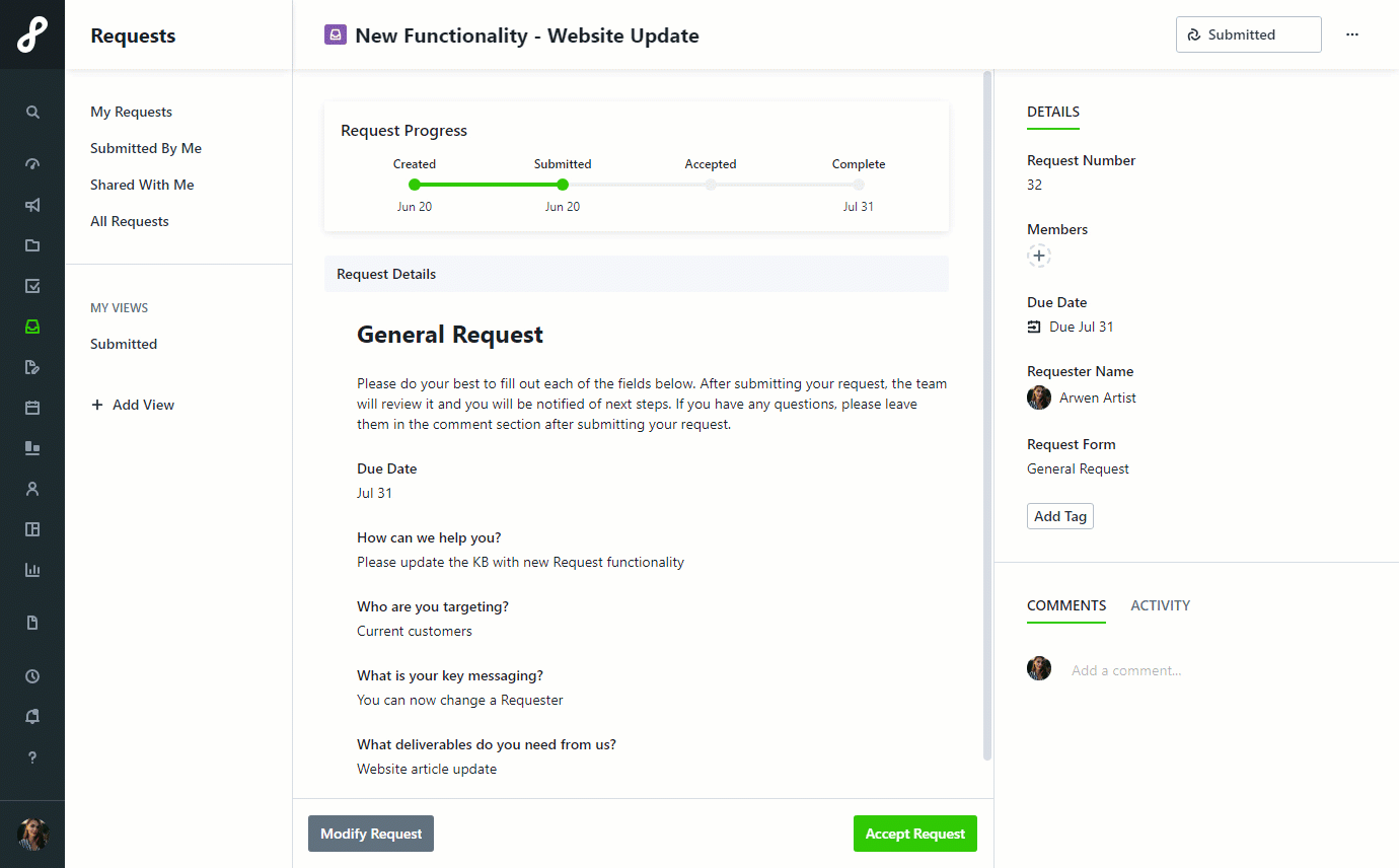 Changing the Requester Name