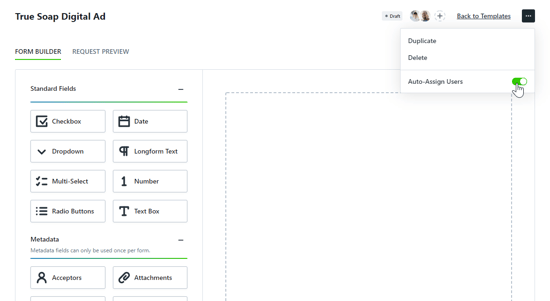 Auto Assign Users toggle