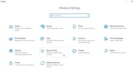Windows settings