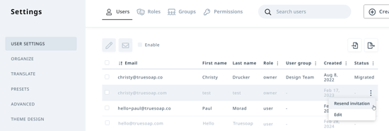 Resend invitation option