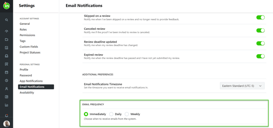 Email Digests option