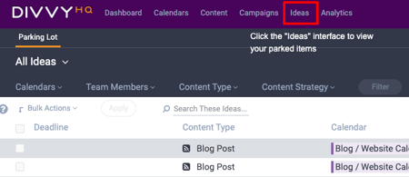 Accessing ideas interface