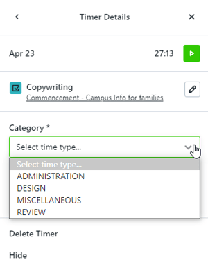 Category dropdown