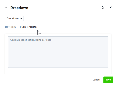 bulk options tab
