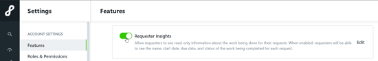 Requester Insights toggle