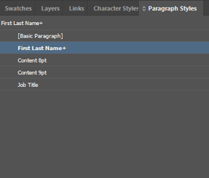 Paragraph styles panel