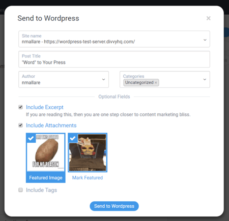 Send to WordPress