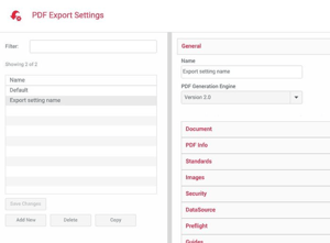 PDF Export Settings