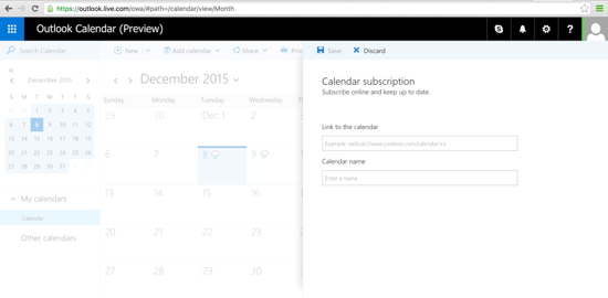 Add calendar in Outlook