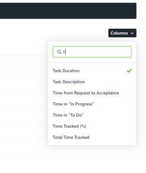 Columns dropdown