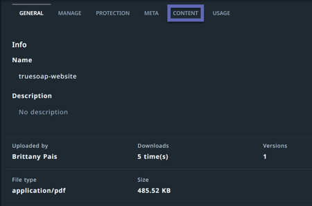 Content tab
