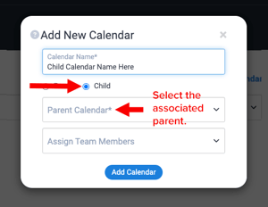 Selecting child calendar