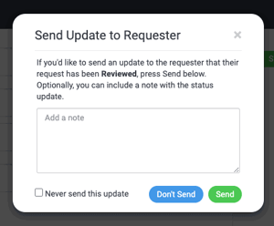 optional send update modal