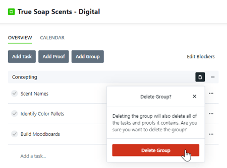 delete group button
