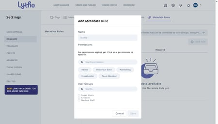 new Metadata Rule modal