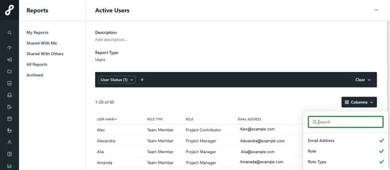 Adjusting report columns
