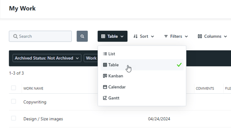 Sort dropdown