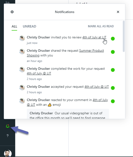 in app notifications