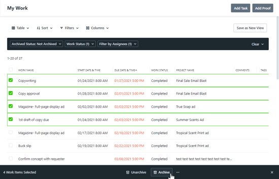 Bulk actions